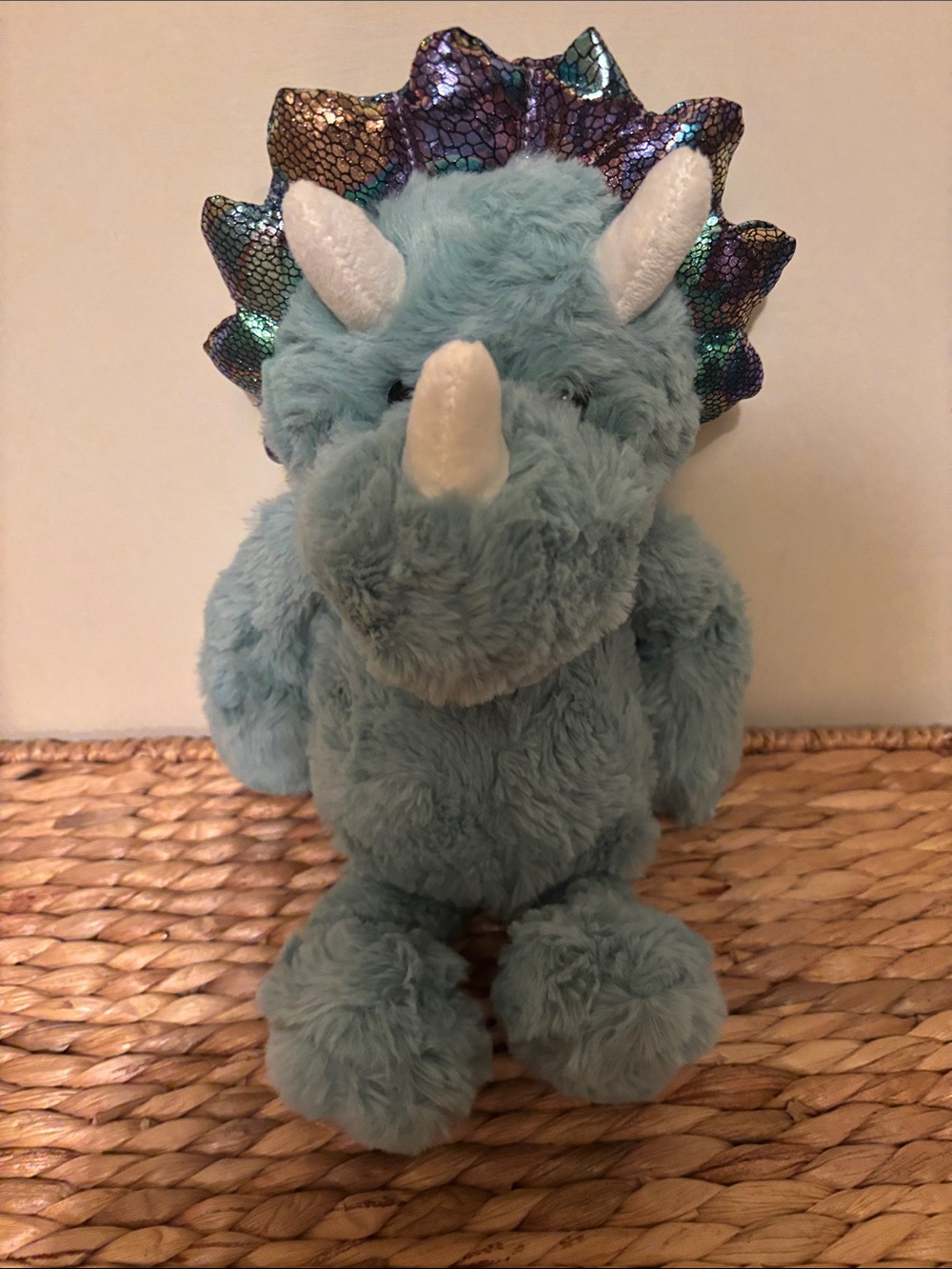 Plush Blue Triceratops Stuffed Animal - Soft Dino Cuddly Toy